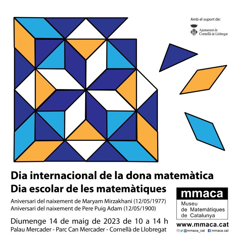 MMACA_cat's tweet photo. 💜Celebració del Dia Internacional de la Dona Matemàtica i el Dia Escolar de les Matemàtiques 

‼️Festa Matemàtica per partida doble! 
‼️Festa grossa! 
Activitats a l'aire lliure per a totes les edats!

➡️ Diumenge 14 de maig, de 10 a 14h, al Parc Can Mercader 

Us hi esperem! https://t.co/PbNyyBFxFh