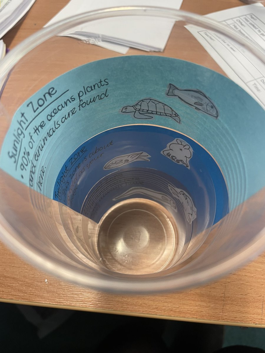 S2 learned about the ocean zones so created their own oceans in a cup 🌊