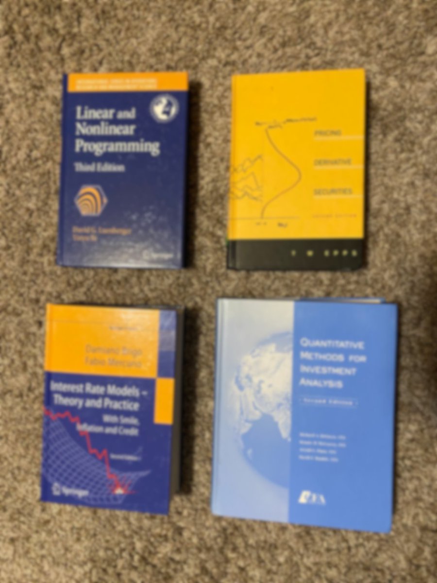 pyquantnews's tweet photo. During my master's degree, I read 65 books on quant finance.

Most of them were useless.

But these 4 are still on my shelf 10 years later.

And they should be on yours too: https://t.co/Y0D19ZRFiR