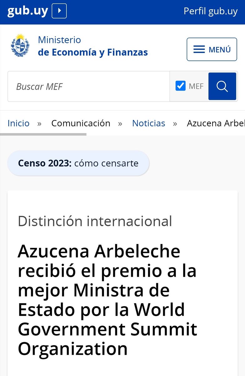 Azucena Arbeleche MEJOR MINISTRA DE ESTADO, reconocida MUNDIALMENTE.
Contámelo cómo quieras, pero ÉSTE GOBIERNO ES EXCELENTE.
.......Pensalo.