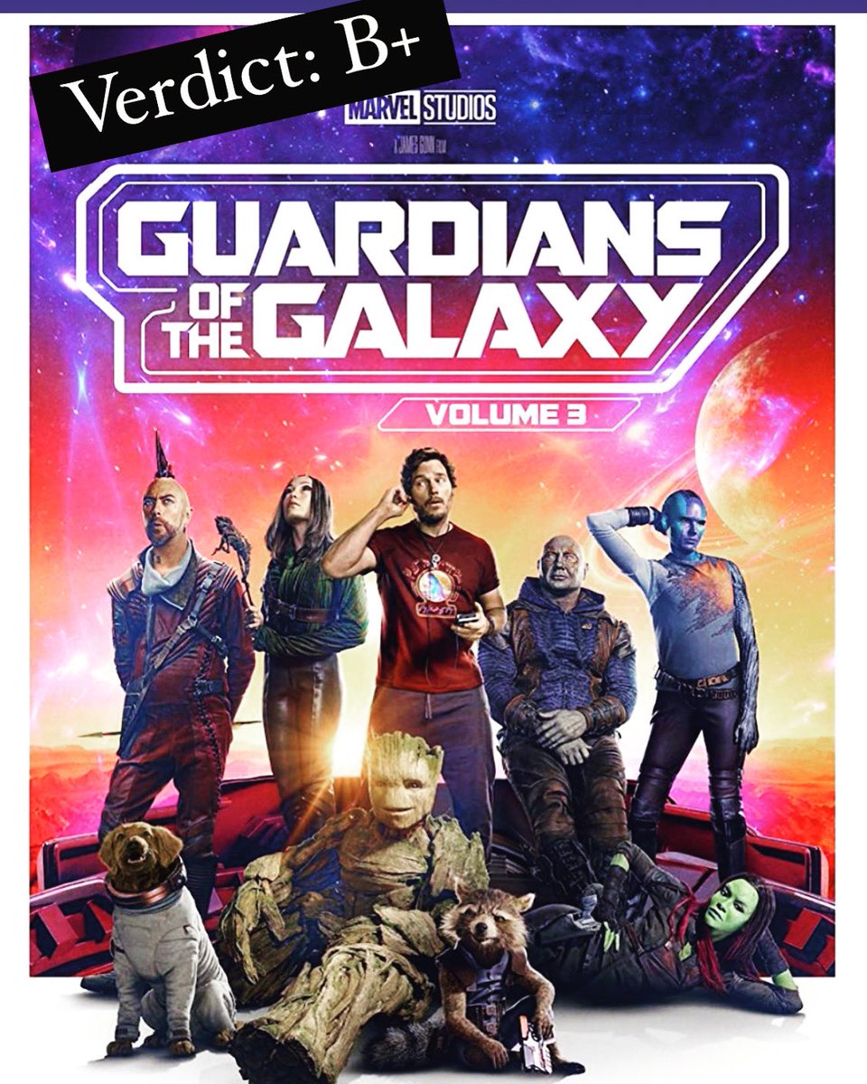ConsultantMovie's tweet photo. 2nd best film in the Trilogy, is James Gunn sign off from Marvel, and he ends on a high note and once of the better Marvel films in the last 2 years. Full of heart and emotion. A great ride. @JamesGunn @MarvelStudios #movieconsultant #Marvel #GuardianOfTheGalaxyVol3 https://t.co/L4maMAEY2H
