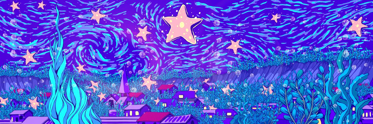Shout out to <a href="/ShkarySharks/">Shkary DAO</a> and the exquisite work of artist <a href="/fnunesart/">Fernando Nunes</a> for this rendition of Van Gogh's Starry Night. Complete with seabed and Starfish! 😍

Just over 24 hours left to get on our Top 20 leaderboard (min 50xp) for a chance to win a Shark of your own so #LFGogh! 💪