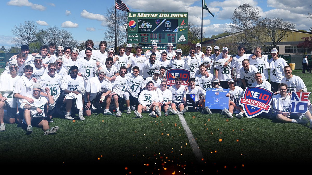 𝐅𝐈𝐍𝐒 𝐔𝐏! 🏆

<a href="/LeMoyneMLax/">Le Moyne College Men's Lacrosse</a> won its 16th NE10 Men's Lacrosse Championship title on Saturday with a 12-8 victory over <a href="/BentleyFalcons/">Bentley Athletics</a>! 🥍

🔗: bit.ly/42OCGJB

#NE10EMBRACE #NCAAD2 #D2MLAX