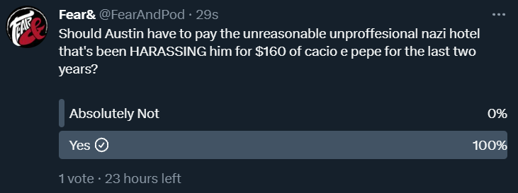 Patchis_X's tweet photo. @FearAndPod End the poll, I made the decision. https://t.co/vgAj5wSUj5