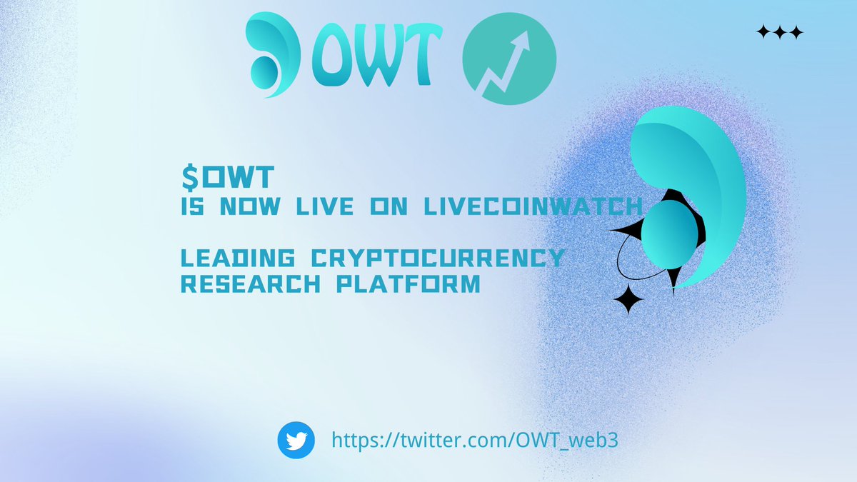OWT_web3's tweet photo. 🥳🥳New listing🔊

$OWT is now live on @livecoinwatch 👇

A leading cryptocurrency research platform

INFO👇
https://t.co/HpojTkYEib

#LiveCoinWatch #OWT #DeFi #DAO #Crypto #BSC https://t.co/iTQFsDRPl6