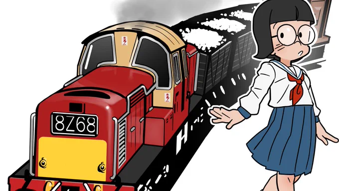 BR class17(BR DHP1カラー)と『小さな恋のものがたり』のマリちゃん   skebリクエストいただきました。 ありがとうございました!  