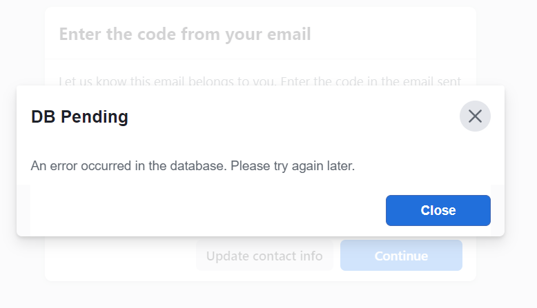 SZPhotosCT's tweet photo. @Meta @facebook why did I all of a sudden get logged out of my account, and when I try to recover it and enter the code it emails me I get this error.   Please advise.  It's been like this for 2 days... https://t.co/K9XJAuZY8g