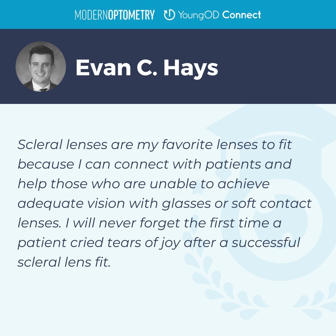ModOptometry's tweet photo. "I plan to open my own practice and highlight underserved specialties. My goal is to cover pediatrics, glaucoma, contact lenses, and dry eye."
Hear more from our latest #Optometric Scholar, Evan Hays: https://t.co/nTaPSJtGhc https://t.co/vIAjr6wodW