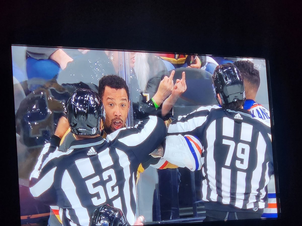 392Challenger's tweet photo. Some poor kid in Vegas is surely texting: "Hey mom, saw you on TV at the hockey game. Way to rock those sequins." #NHLPlayoffs #Oilers #GoldenKnights #cbc #sportsnet https://t.co/n9QbtNqeB7