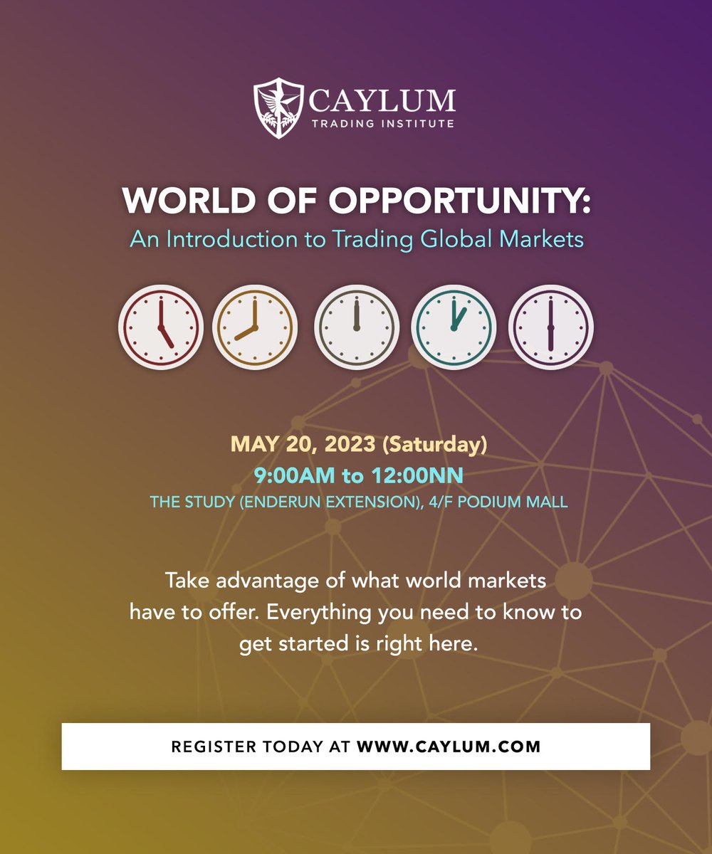 cayluminstitute's tweet photo. Join us for the final run of "A World of Opportunity: An Introduction to Trading Global Markets" happening on May 20, 2023! Last chance for the year, register today at https://t.co/SjitcQBLNR see you there. https://t.co/CLhOouBlcN