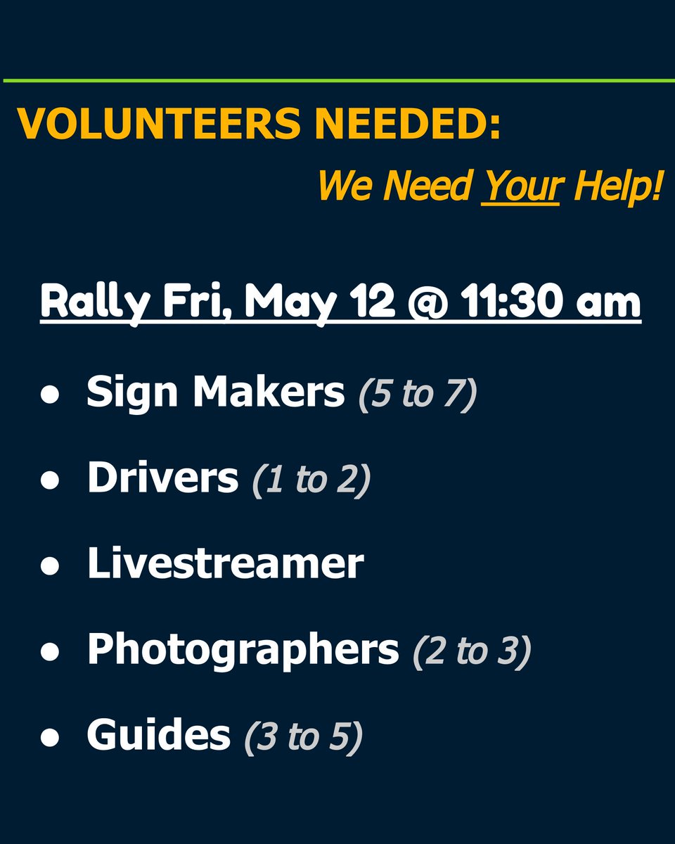 VOLUNTEERS STILL NEEDED: Rally Fri, May 12 @ 11:30 am -- Sign Makers, Drivers, Livestreamer, Photographers, + Guides => INFO: mns4dsi.net/2023/04/volunt…

#CivilRights #DisabilityRights #DiversityAndInclusion #SocialJustice #DisabilityPride #MNs4DSIEvents #MNs4DSIHelpNeeded