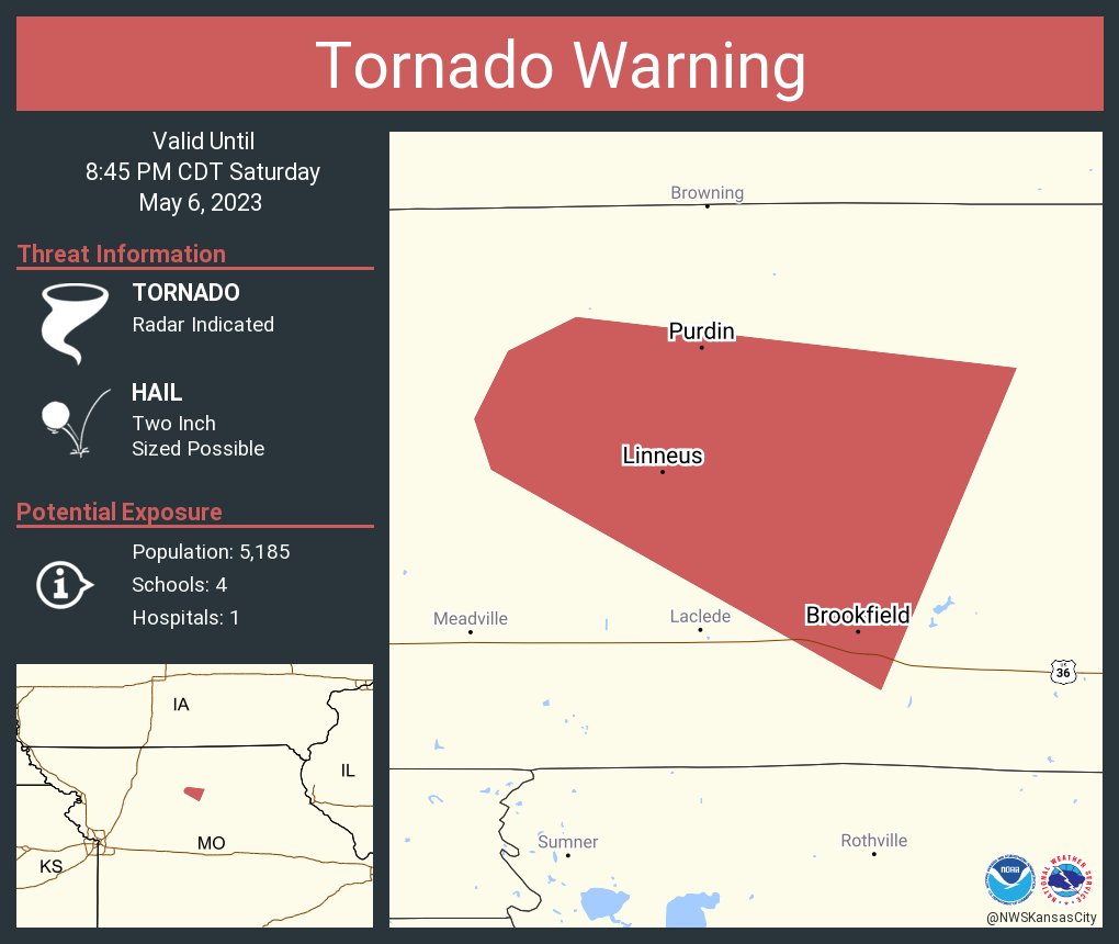 NWS Tornado on Twitter "Tornado Warning continues for Brookfield MO
