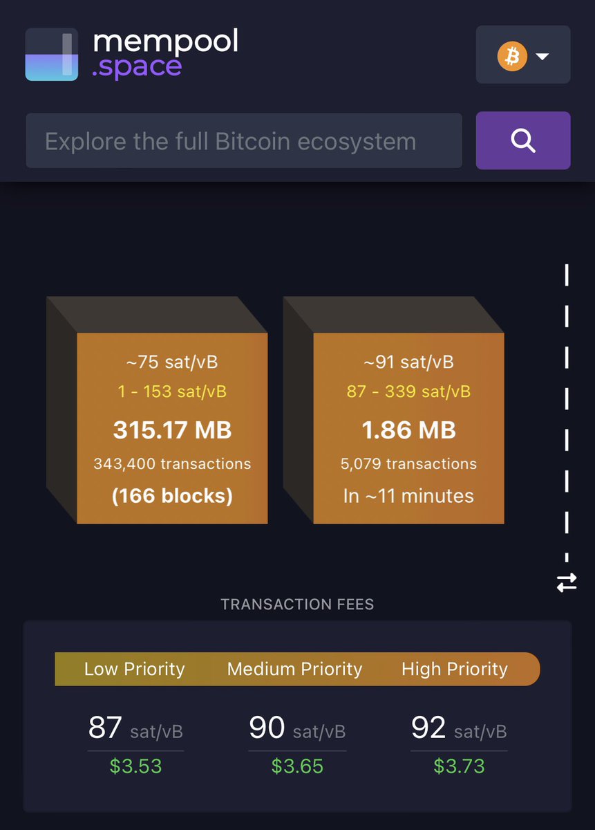 bitcoindotrocks's tweet image. Even with such high demand, you can still easily use #bitcoin 

A. Pay $4 to get your transaction in the next block

B. Pay less and wait longer

C. Use Lightning for instant payments with near-zero fees

Bitcoin is working as designed. People using it only makes it stronger!