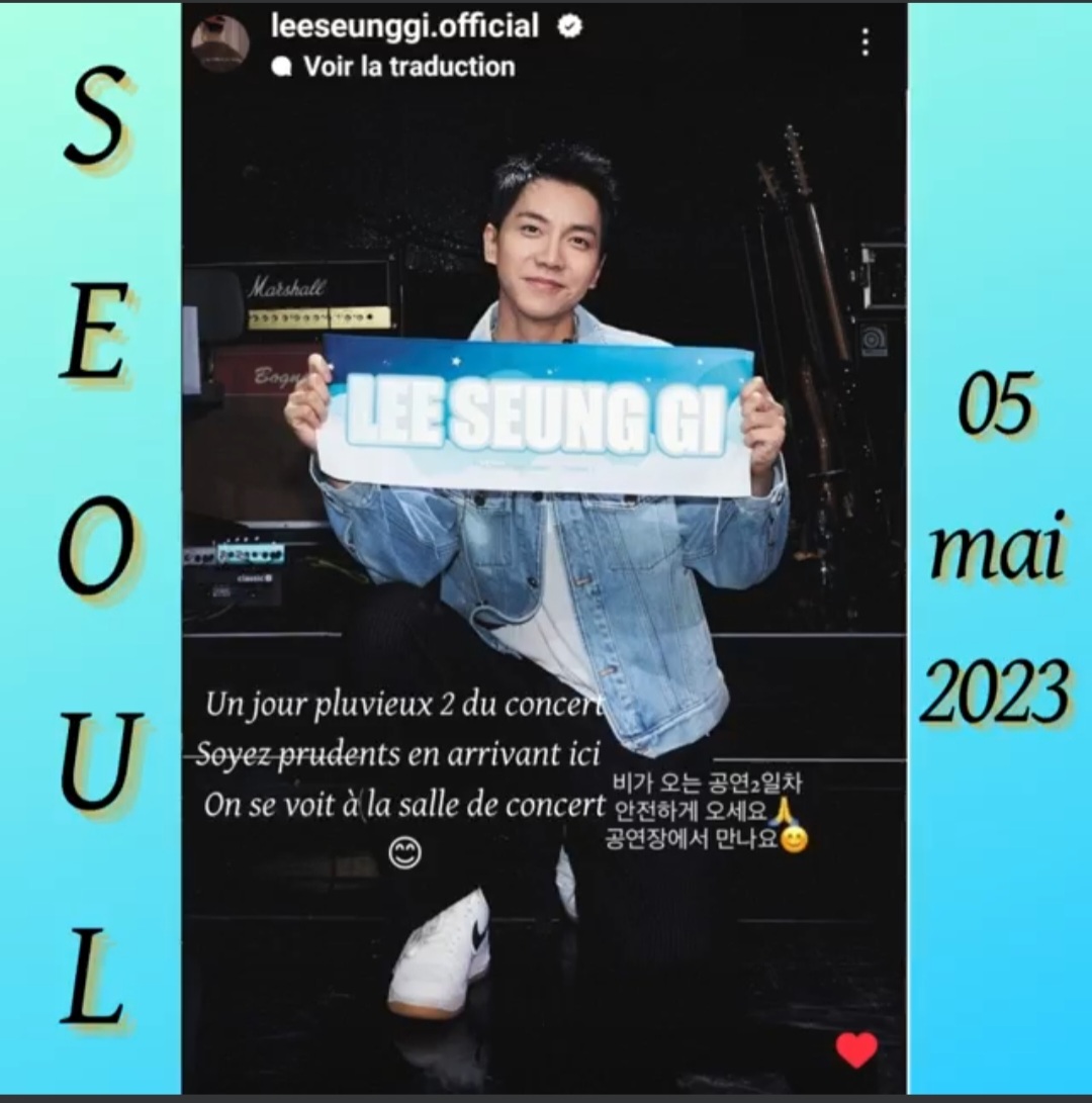 Lee Seung Gi débute sa tournée à Séoul (suite)

Suivre le lien
mtr.cool/nvvvhupafm

Insta Lee Seung gi: <a href="/leeseunggi/">shin ha kim</a>.official
Son agence: <a href="/byhumanmade/">Human Made Design</a>
Son site: leeseunggi.co.kr 
Sa chaîne Yt: @humanmadeofficial

Notre site Internet: Isg-airenfrance.fr