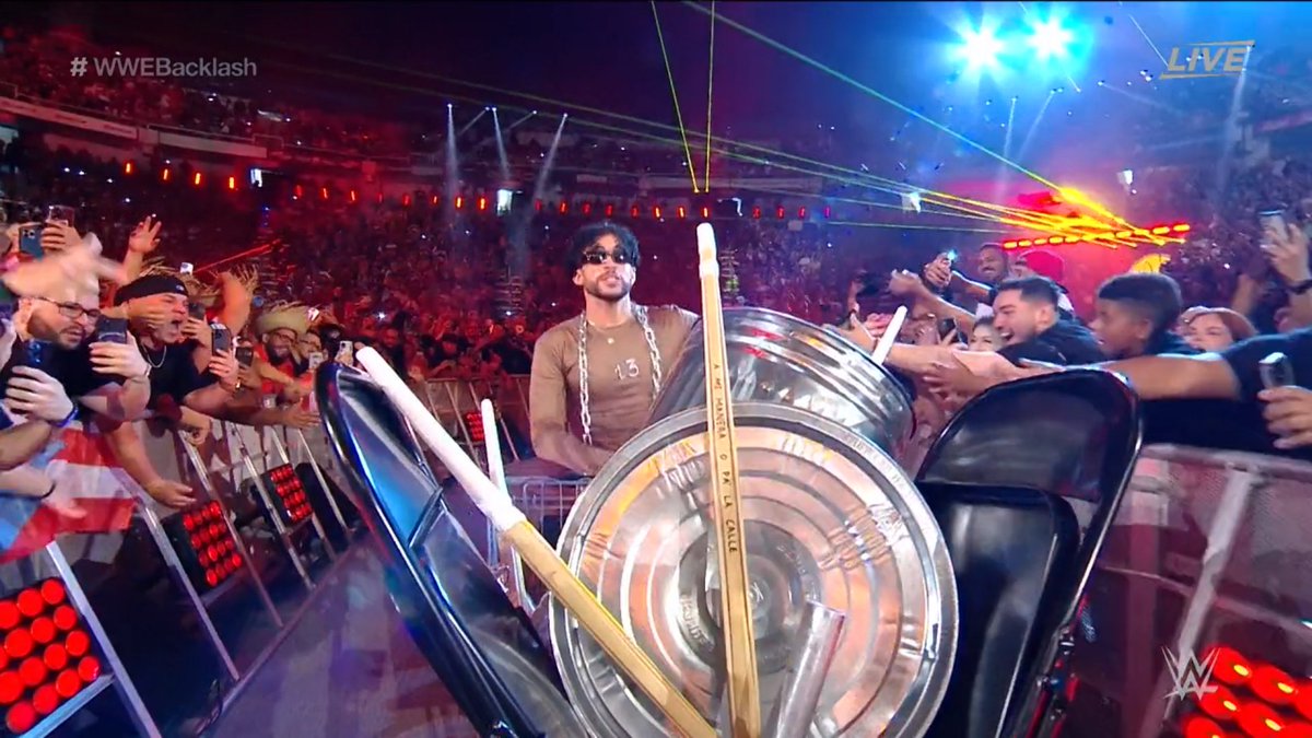 Bad Bunny showing tribute to New Jack with his entrance.

So cool. #WWEBacklash