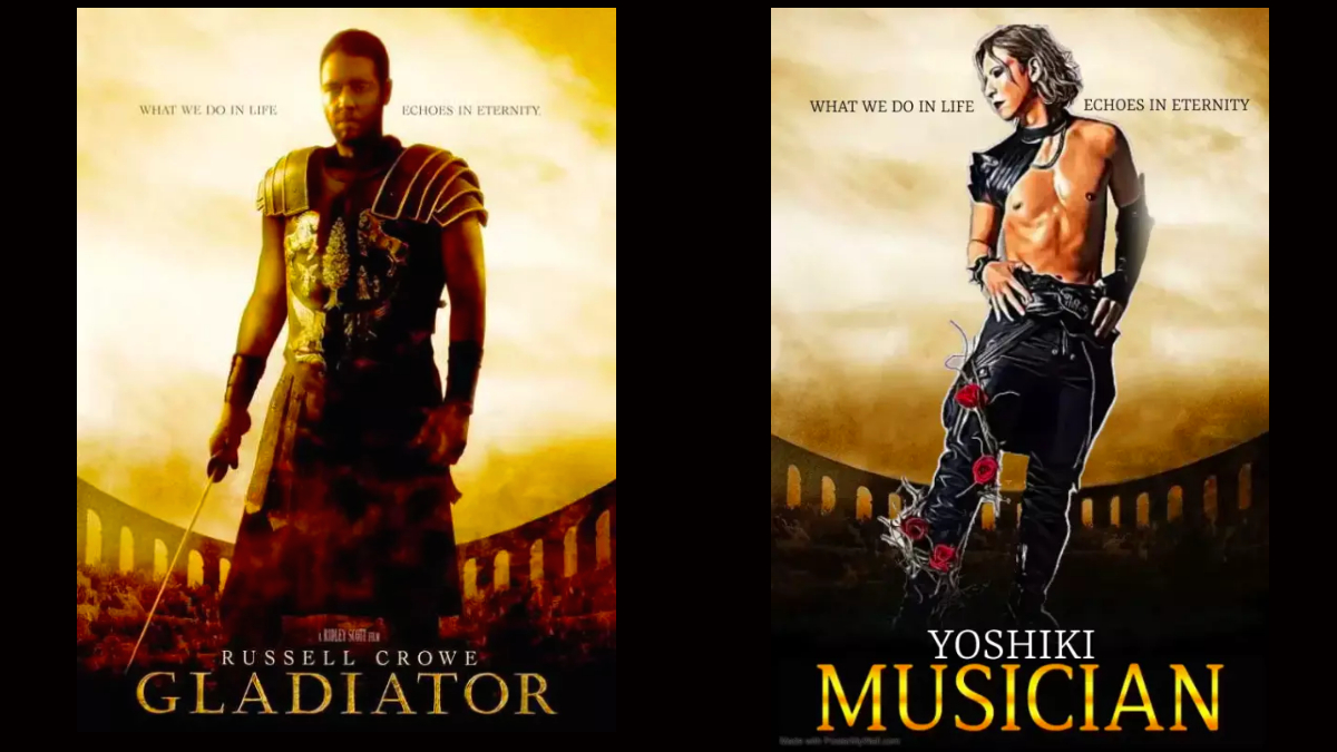 Rocklady19731's tweet photo. โจOur own musical & inspirational gladiator...๐ถ
#FakeFilmposter #Filmposter #Gladiator #YOSHIKI #XJAPAN #THELASTROCKSTARS #fanart https://t.co/h6n9jBRq9S