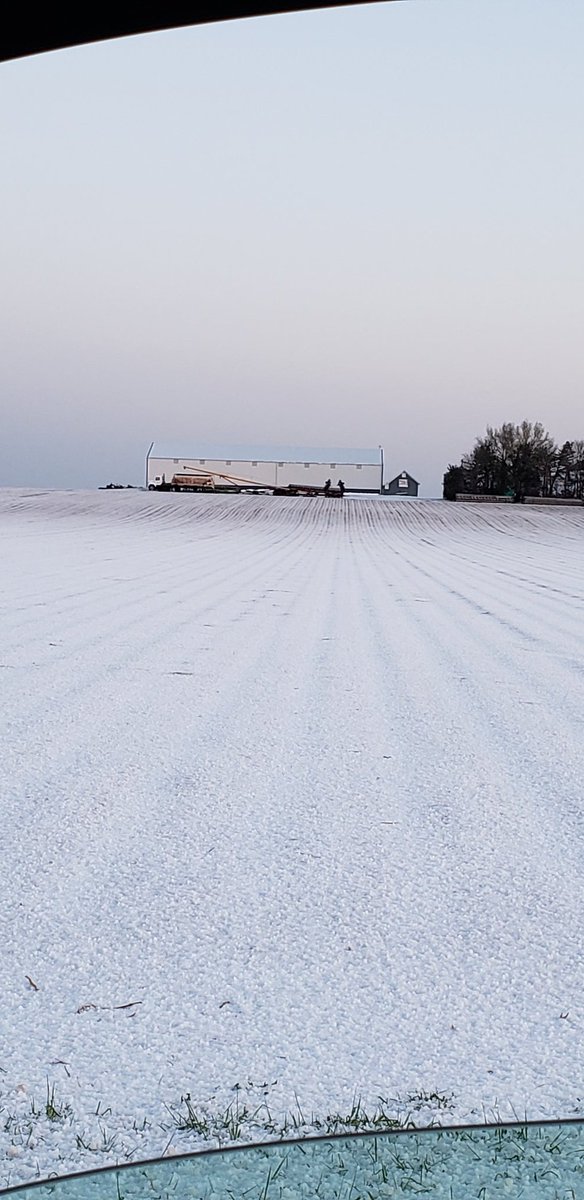 tractorjockey's tweet image. Sharp cut off line on the hail at my shop tonight.  I've seen a lot of crazy stuff in my life, but this makes the top 5.