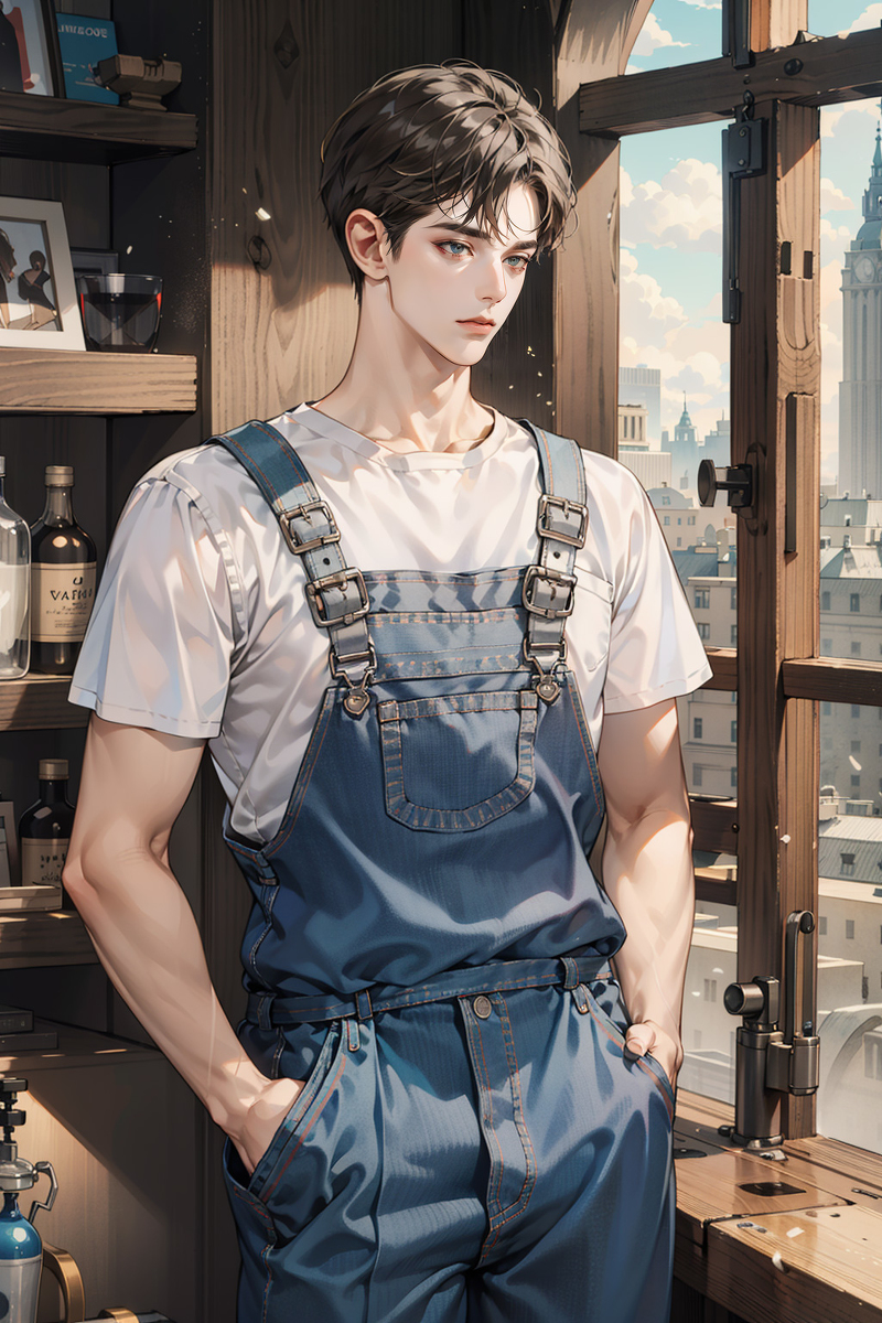 maximum_XD_'s tweet photo. Overalls #AIart #AIイラスト #stablediffusion #AIイケメン部 (1/2) https://t.co/DELQOjYG1y