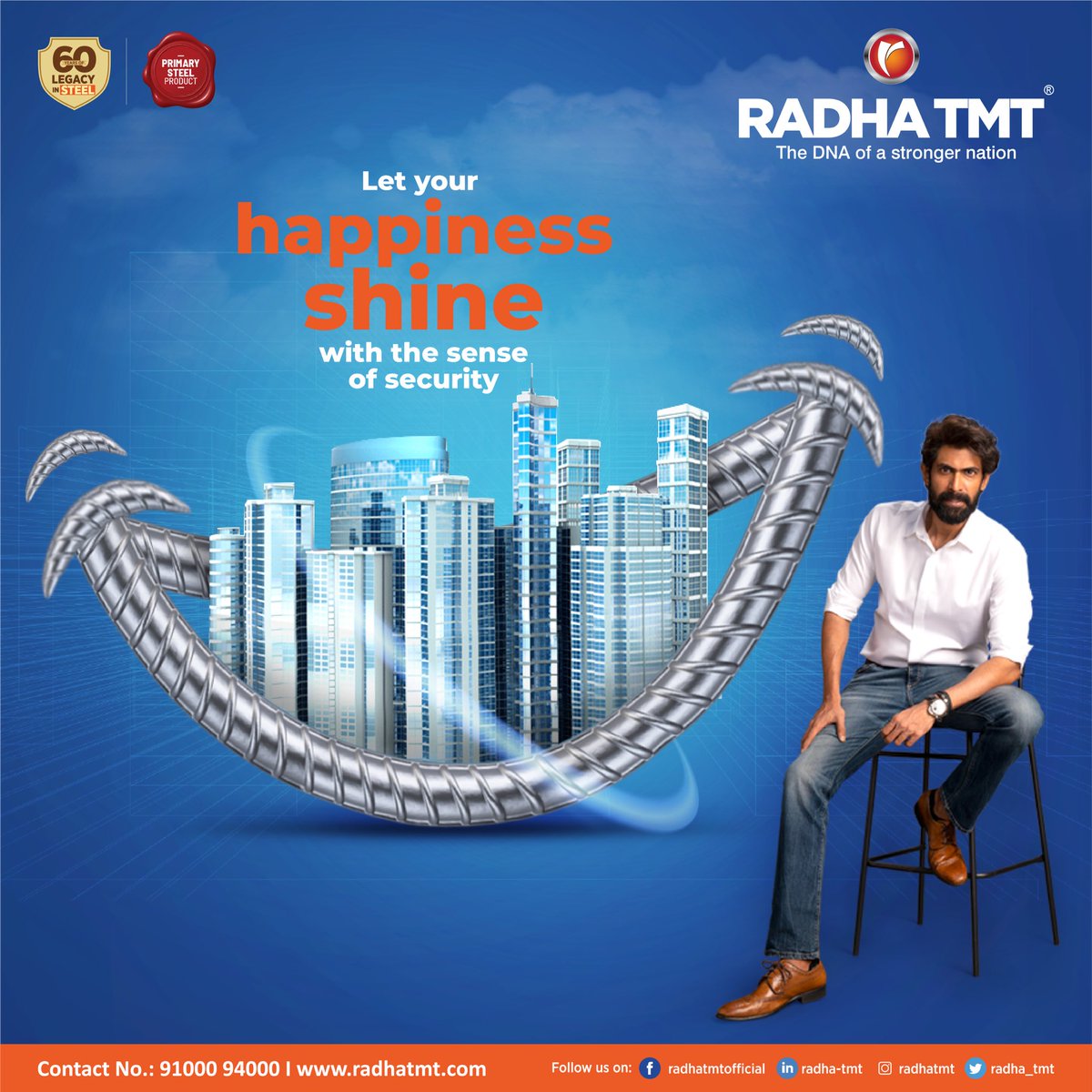 Radha_TMT's tweet photo. Feel the happiness of safety and strength when you get the power of Radha TMT.
Check us out at: https://t.co/La1g1x17uy
#RadhaTMT #steel #strength #quality #manufacturing #steel #construtionbars #uniqueness #uniquebars #quality #trust #world_laughter_day https://t.co/9cPO2riuaR