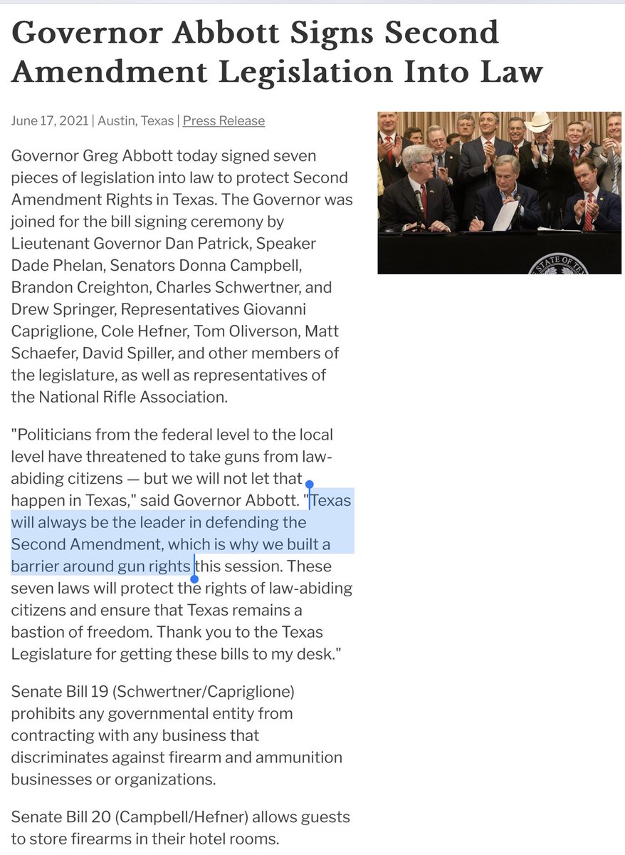 axidentaliberal's tweet photo. 4 dead in Allen, Texas

5 dead in Cleveland, Texas

22 killed in Uvalde

8 in Midland-Odessa

23 in El Paso

Yet in 2021, instead of protecting children

Greg Abbott signed a law to expand gun rights, stating

“Texas will always be the leader in defending the Second Amendment” https://t.co/sHFeLL1Xza