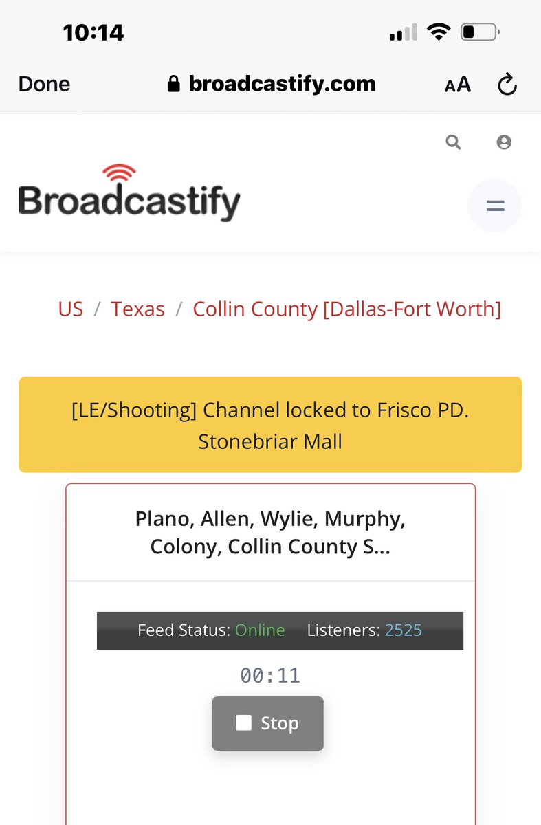 The scanner on Broadcastify has been locked for the area covering  #StonebriarMall. It reads “LE/shooting”