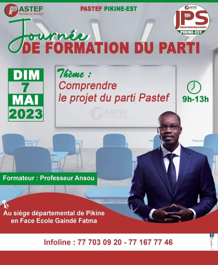 Le_Patriote_221's tweet photo. 🛑🇸🇳: Journée de formation du parti, ce dimanche 07 Mai à partir de 9h-13h au siège département de Pikine.
#FreeSenegal
#Projet_Pastef
#Focus2024 https://t.co/NkNeGN9ATL