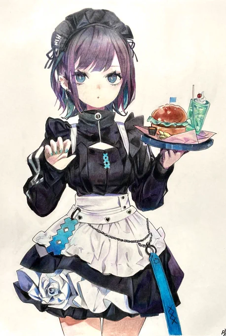 ときわたさんのイラスト、暴行ちゃんコラボカフェバージョンの模写、完成しましたしました。 模写の許可を快諾してくださったときわたさん、ありがとうございました ⸜(*'꒳`*)⸝ #ときわた #暴行ちゃん #色鉛筆イラスト #模写 #NLHcafe