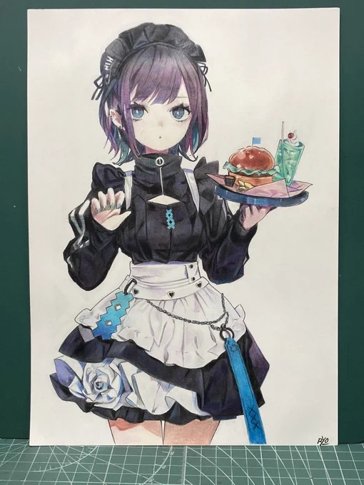 ときわたさんのイラスト、暴行ちゃんコラボカフェバージョンの模写、完成しましたしました。 模写の許可を快諾してくださったときわたさん、ありがとうございました ⸜(*'꒳`*)⸝ #ときわた #暴行ちゃん #色鉛筆イラスト #模写 #NLHcafe