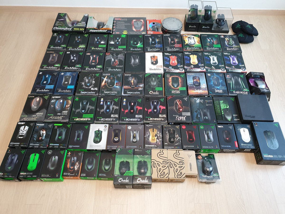 WORKHARDGG's tweet photo. @Razer @minliangtan #BiggestRazerFan #Razer @Razer
I've liked razer mice since a long time ago.

now i like collecting razer mice

Even i still have razer boomslang,copperhead first edition. https://t.co/yExwEK1uCX
