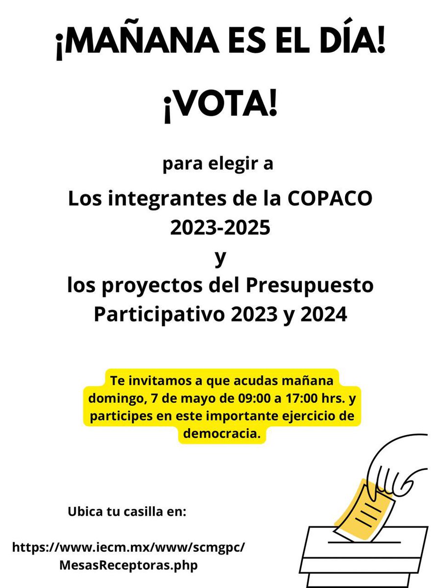 LDexoco's tweet image. Recuerden que mañana es el día de las votaciones para Copaco y presupuesto participativo
