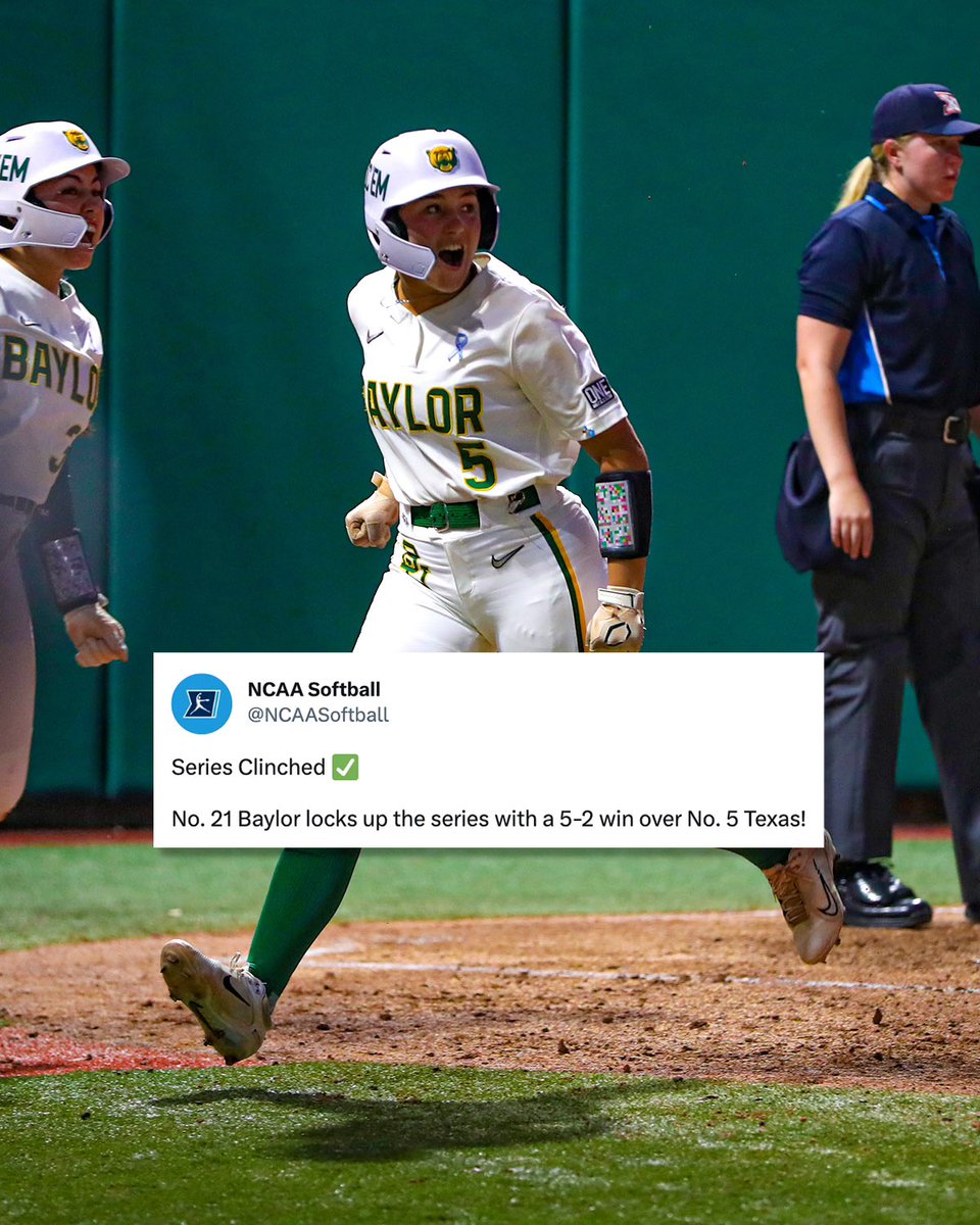 BaylorSoftball's tweet photo. We 𝒍𝒊𝒌𝒆 that 🤌

#SicEm | @NCAASoftball | @Big12Conference https://t.co/rILJLRuPKd