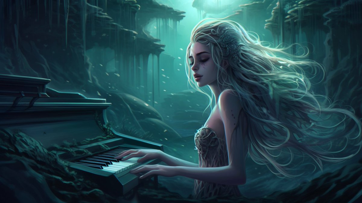 jen_a_i_'s tweet image. Look what I found omg love exploring #midjourney #exploringai #piano #jellyfish #underwater 
#jenninexusai