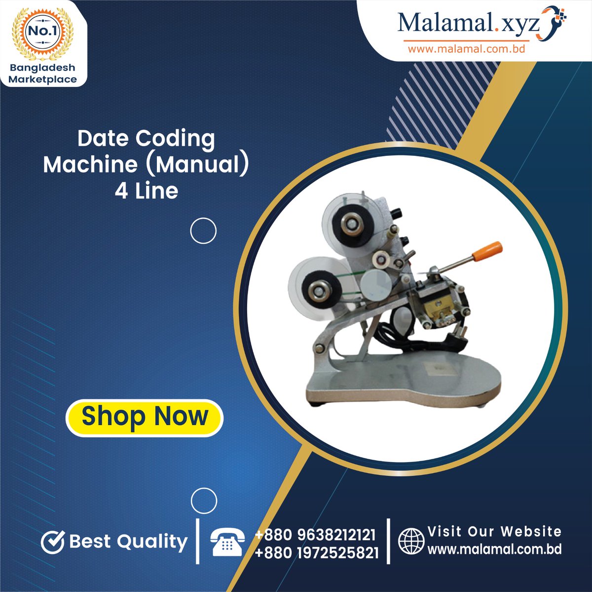 Malamalxyzbd's tweet photo. Best Date Coding Machine (Manual) 4 Line

👉Order Now: https://t.co/rlIKp5uhRO

📞 Want to know more:- Chat with us or 📳 Contact with us at: +8801972525821 (WhatsApp) or E-mail: sales@malamal.com.bd

🌐Our Website: https://t.co/hpjKihWKKe

#DateCodingMachine #malamalxyz https://t.co/SUhMFZMEsV