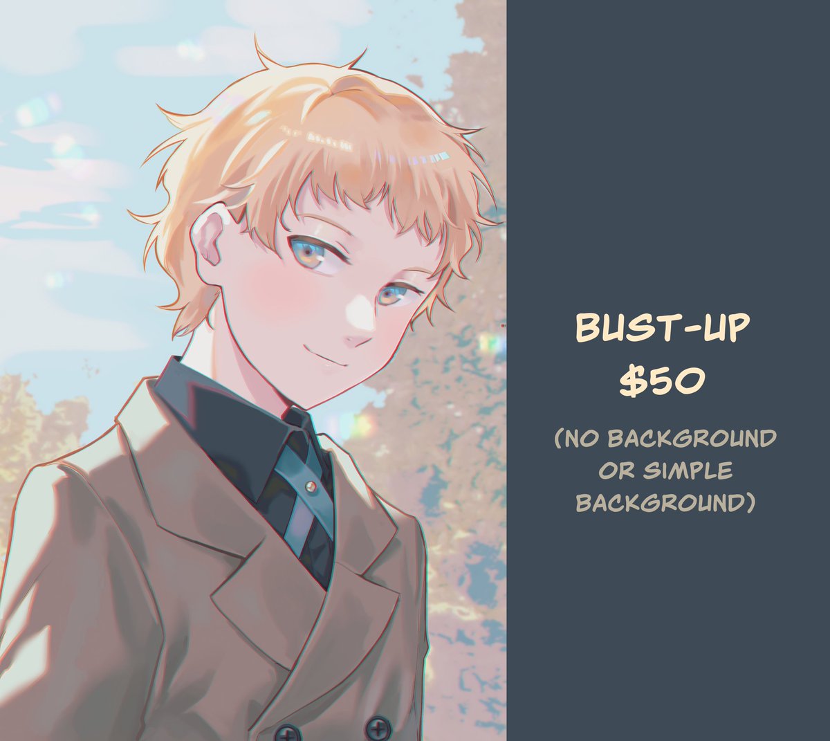 Hellooo, I'm opening 2 slots of bust-up commission. DM me if you want a slot. Retweets are appreciated, thank you so much 💖
#commissionsopen