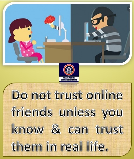 ThaneCityPolice's tweet photo. आपण ज्यांना चांगले ओळखतो व त्यांच्यावर विश्वास ठेवू शकतो अश्याच ऑनलाईन मित्र/ मैत्रिणी वर विश्वास ठेवा अन्यथा नाही.#BeAlertStaySafe. https://t.co/FkTiwFzt0c