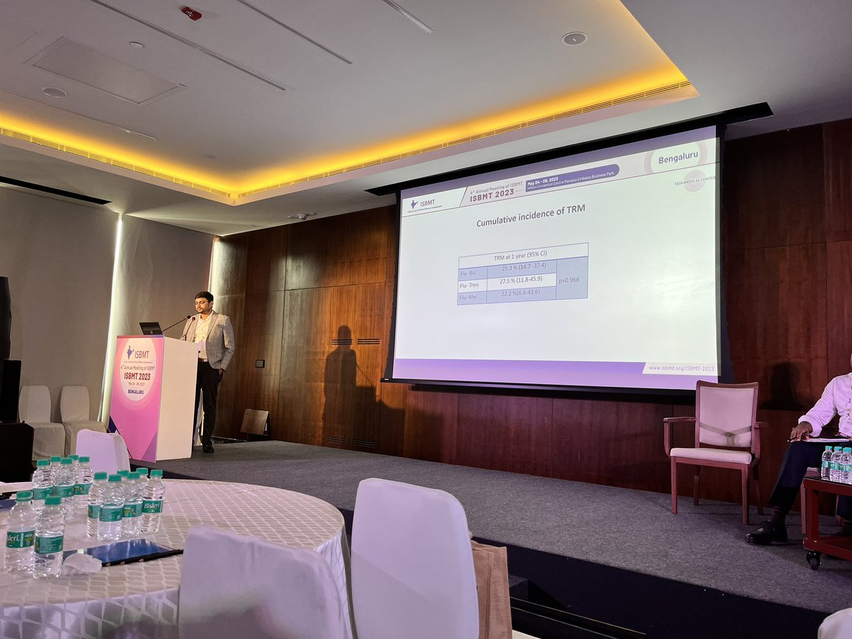 docarijit's tweet photo. Our data comparing AML Tranplant outcomes presented at ISBMT. Flu-Mel compared to Flu-Bu &amp; Flu-Treo. Read along… https://t.co/RSNitXBg2i