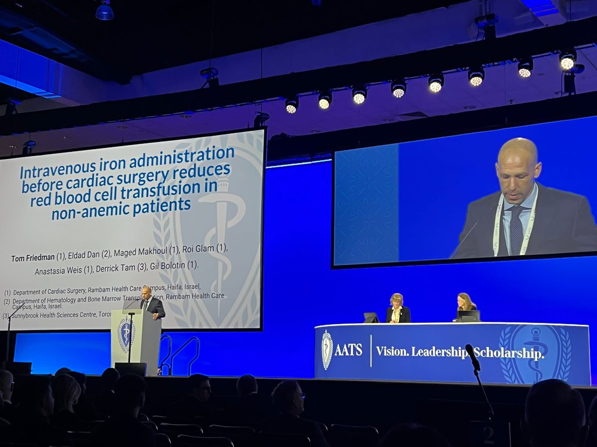I’m honored to receive the  2023 Presidential Abstract Recognition Award of the AATS for our study: “Intravenous Iron Administration Before Cardiac Surgery Reduces Red Blood Cell Transfusion in Non-Anemic Patients.” @AATS2023