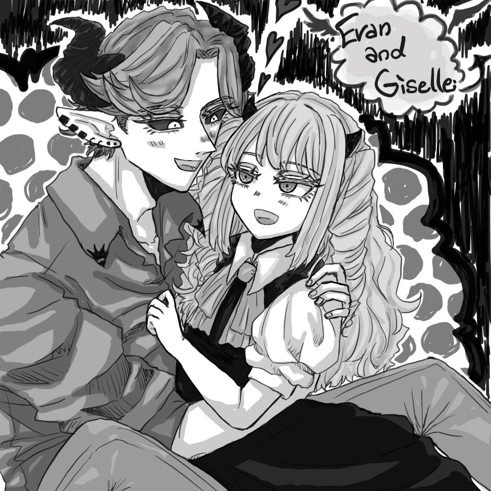 蛹郎さん(@sng_lo )の創作マンガエヴァンとジゼルのふたりが好きすぎてファンアート描いてしましました〜!めちゃくちゃ好きです😈💟