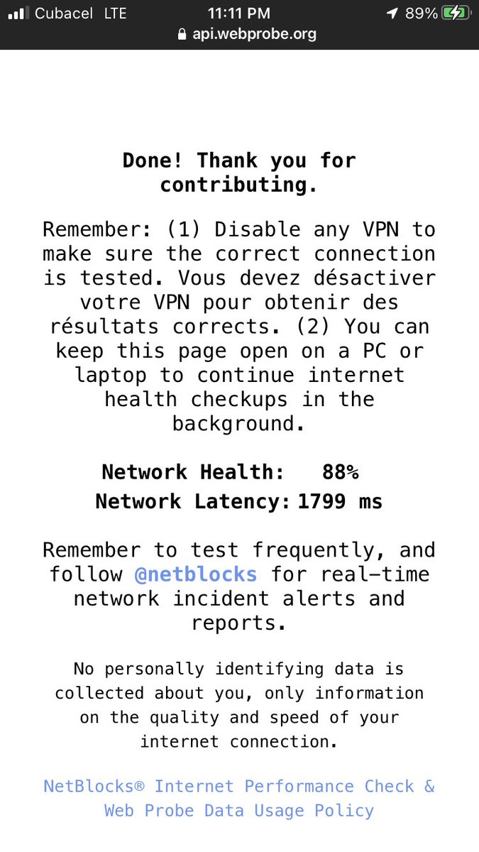 mynameisjeff_cu's tweet photo. @netblocks keep an eye on Cuba. We are just recovering internet connection cause the dictatorship shutdown the network due massive protests against the regime.
Here’s my testing 
#CubaPaLaCalle #AbajoLaDictadura #netblock https://t.co/AKOsqVk3Ia