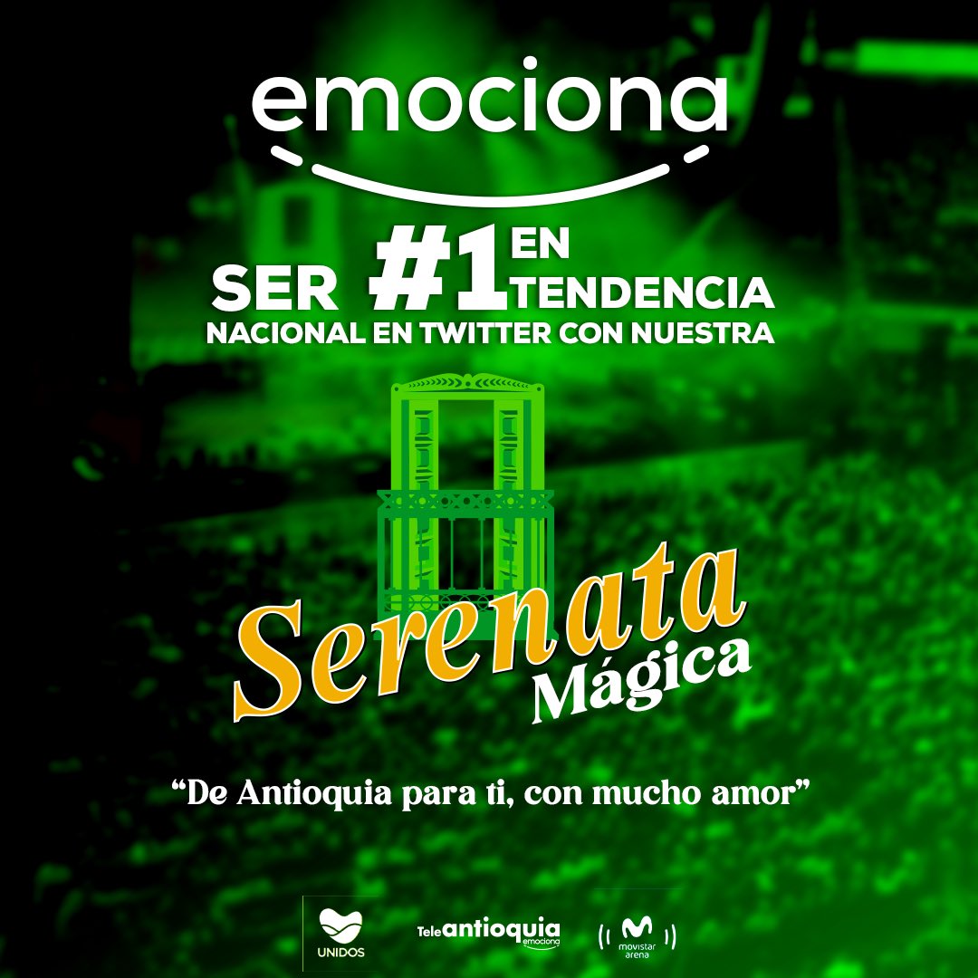 Teleantioquia's tweet photo. ¡Espectacular! 💚 Qué noche tan emocionante e inolvidable gracias a esta #SerenataMágica 🎶 “De Antioquia para ti, con mucho amor” 🇨🇴, desde el @MovistarArenaCo, en Bogotá. ¡Estas imágenes 📸 lo dicen todo! 👏🏻👏🏻 https://t.co/lLqNEC8MGu