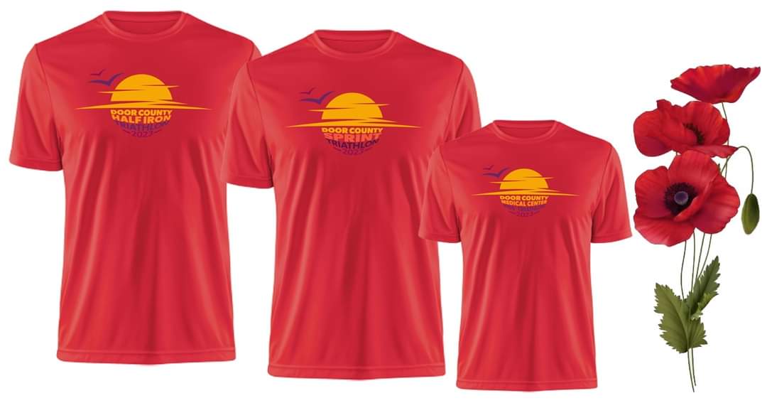 DOORCOUNTYTRI's tweet photo. Introducing our 2023 DCT participant shirts. This year's color is POPPY. If that's not masculine enough for you, just call it reddish-orange, or orangish-red, or even watermelon! #dct23 https://t.co/nXDqjXig8G