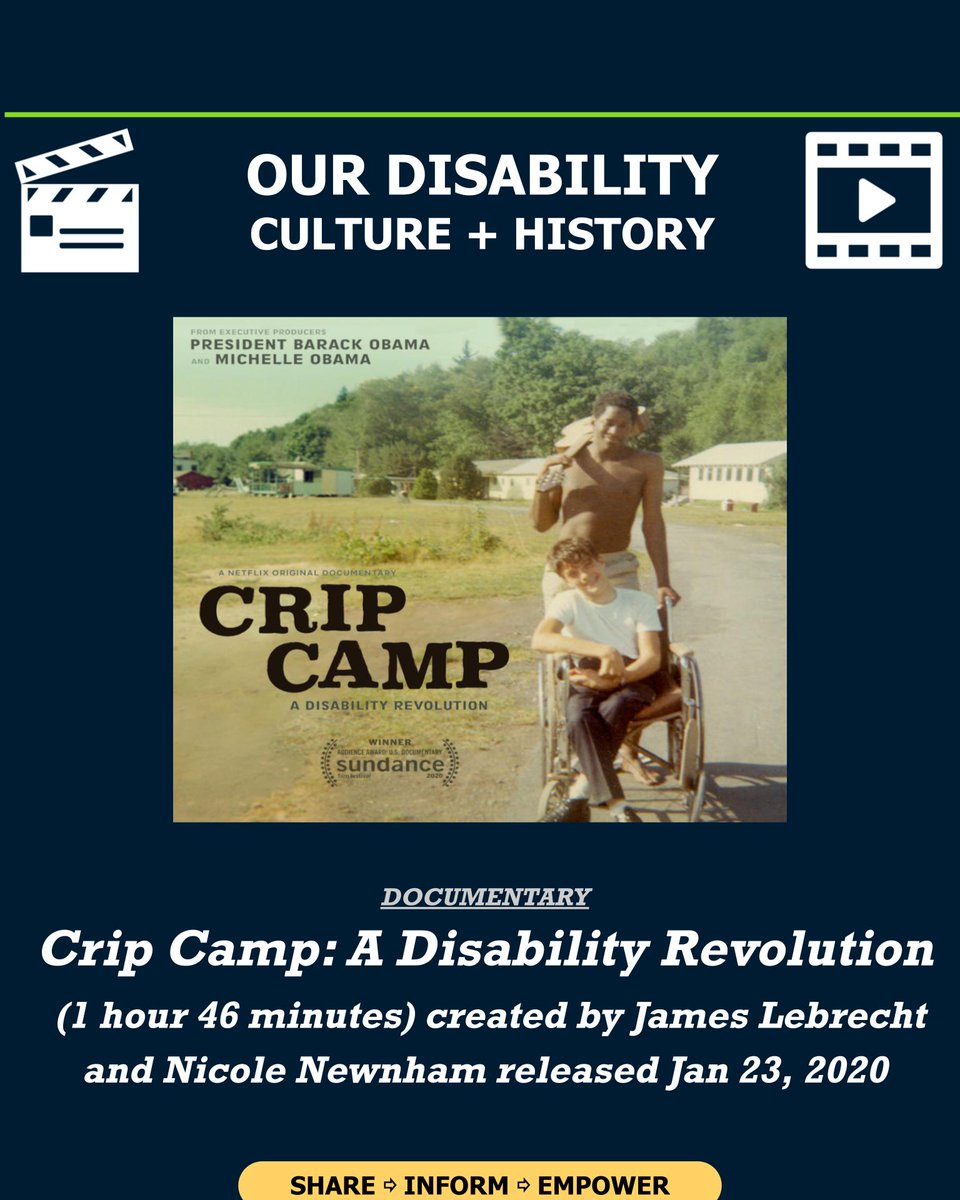OUR CULTURE + HISTORY => Crip Camp: A Disability Revolution (1:46:00) created by James Lebrecht and Nicole Newnham, released on Jan 23, 2020 => LINK: youtube.com/watch?v=OFS8Sp…

#DisabilityPride #BeTheChange #HumanRights #DiversityMatters  #DisabilityLife #MNs4DSIHistory