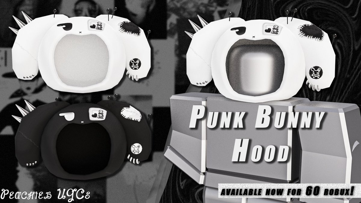 New UGCs "Punk Bunny Hood" for sale in two different colors!!!
Can you help me to buy or favorite them? 🐰🤍
roblox.com/catalog/133691…
roblox.com/catalog/133692…
#ROBLOX #RobloxUGC