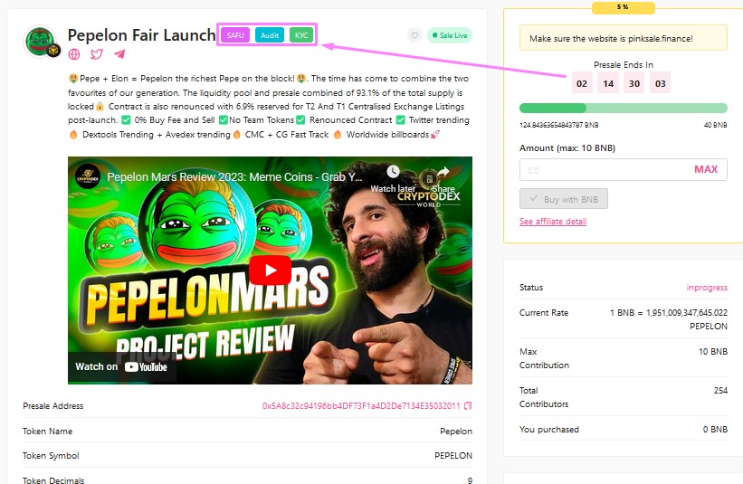 Congrats to Pepelon for not only smashing their #Fairlaunch hardcap, but also obtaining the hard-to-obtain Safu badge.

Projects like Pepelon prove the potential that every project has when launching with #PinkSale

Check them out:

pinksale.finance/launchpad/0x5A…