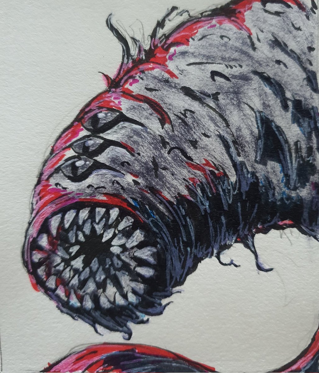 I'm trying my best to make art when I can, but it's not been easy recently. I've decided to try and just draw the DnD Monster Manual in my style. Here's an Aboleth.