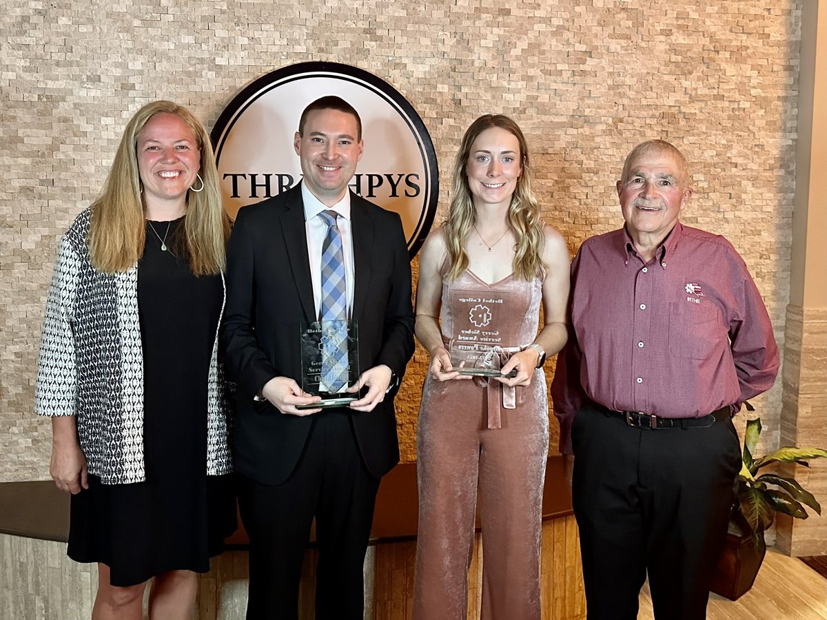 doctorkoontz's tweet photo. Super proud of ATs Brooke Powers and Chris Ibach at the @ThreshersSports awards tonight, The Threshpys! They were awarded the Gerry Sieber Service Award for their immense dedication and service to their athletes. I’m honored to work with them! #AT4ALL @NATA1950 @KansasATS https://t.co/pYswVzusQu