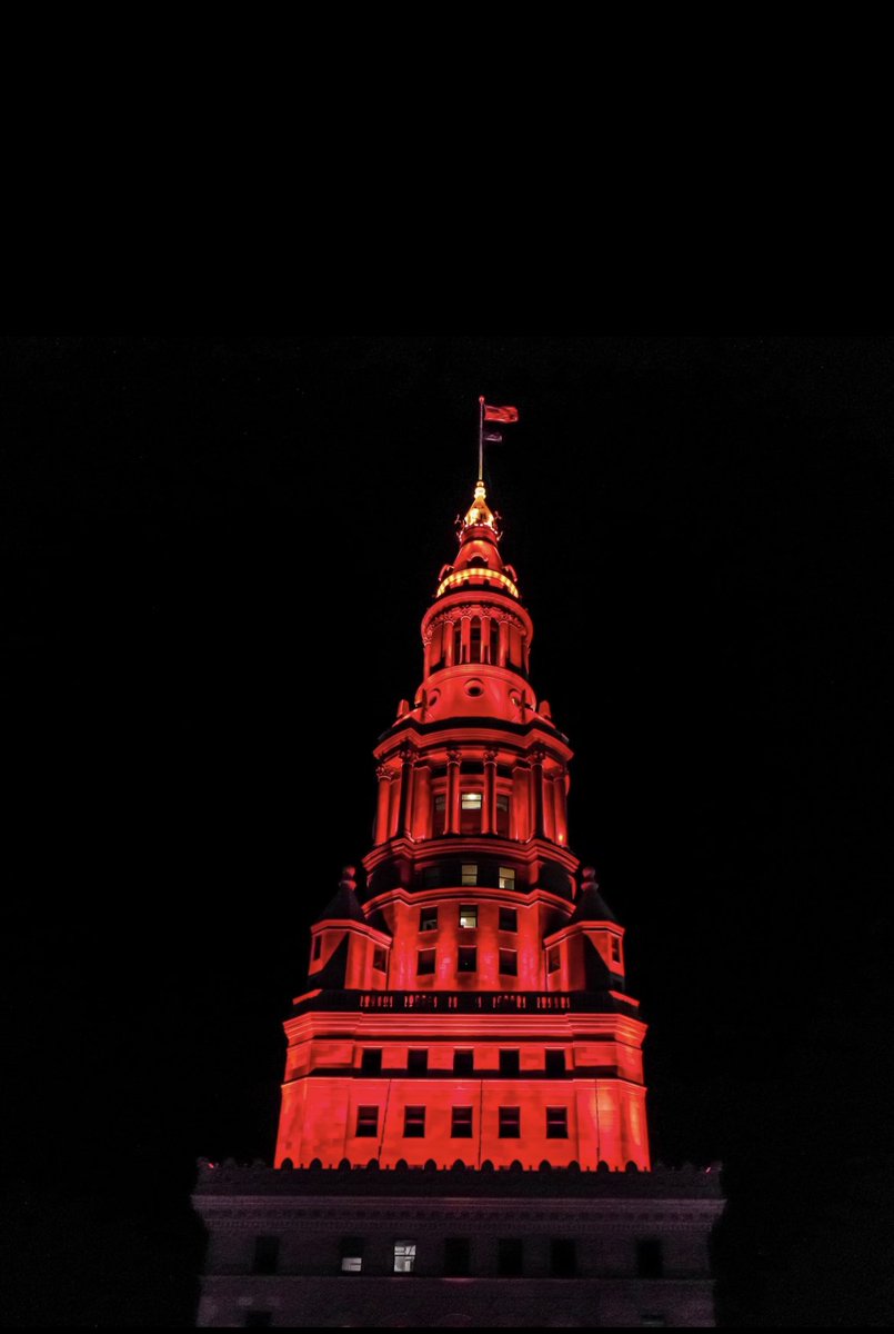 TowerLightsCLE's tweet image. RED | In remembrance of Fallen Firefighters 

@ClevelandFire @CuyahogaCounty
