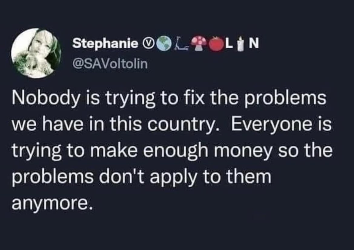CurlySueChick19's tweet photo. When you see a tweet shared on @instagram, but you can’t find the tweet on here, you screenshot it and share!
What an incredibly sad but accurate depiction of the US right now. @SAVoltolin #truthtweet https://t.co/j49BqRE46R