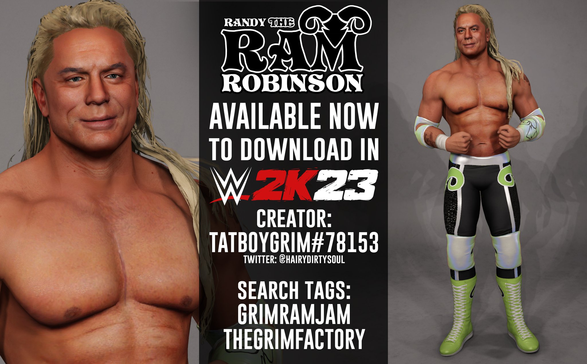 Korrespondance Verdensrekord Guinness Book fangst 𝐓𝐀𝐓𝐁𝐎𝐘 𝐆𝐑𝐈𝐌 on Twitter: "Randy "The Ram" Robinson (Mickey Rourke)  is available now to download in #WWE2K23! Includes: - Modified Jake "The  Snake" moveset - Menu screen render - "Randy Robinson" call-name