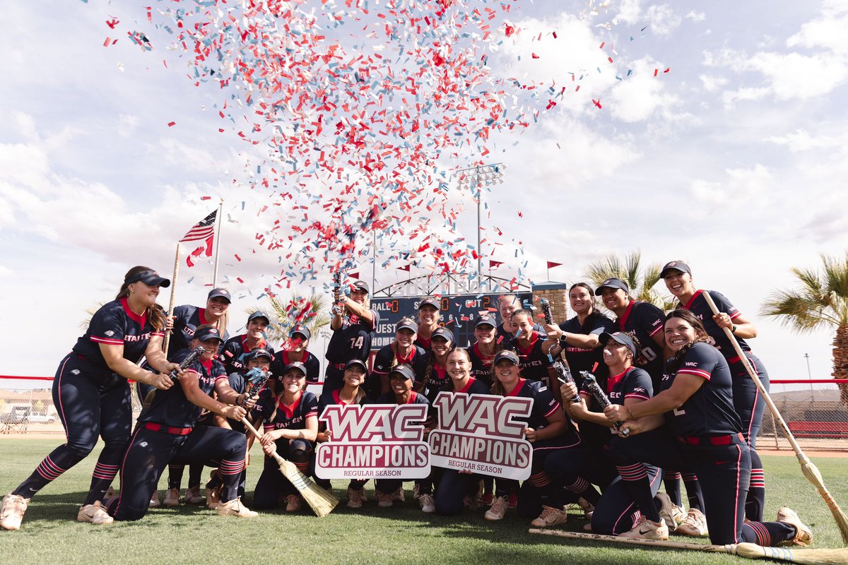 Congratulations to our first Trailblazer Division 1 regular season @wacsports TEAM CHAMPIONS! Way to lead the way, Utah Tech Softball‼️ 

To celebrate our ballers, we will light the D on the Hill red tonight! 

🌟@utahtech_sb🌟